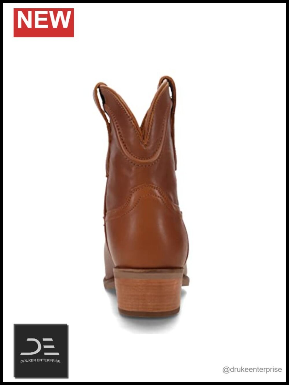 Dingo Seguaro Leather Ankle Boots Pull-On Cowboy Booties Embroidered Block Heel - Picture 4 of 6
